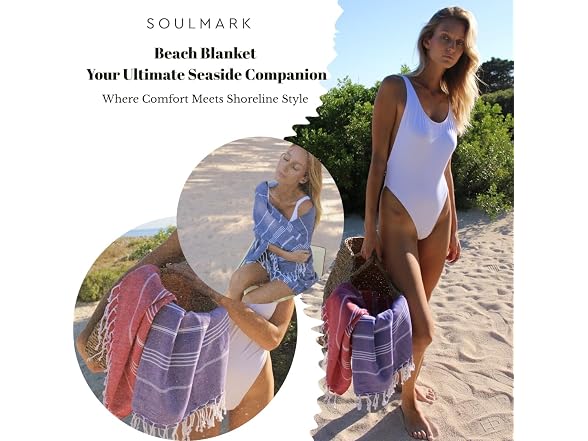 SOULMARK 100% Cotton Turkish Beach Towel