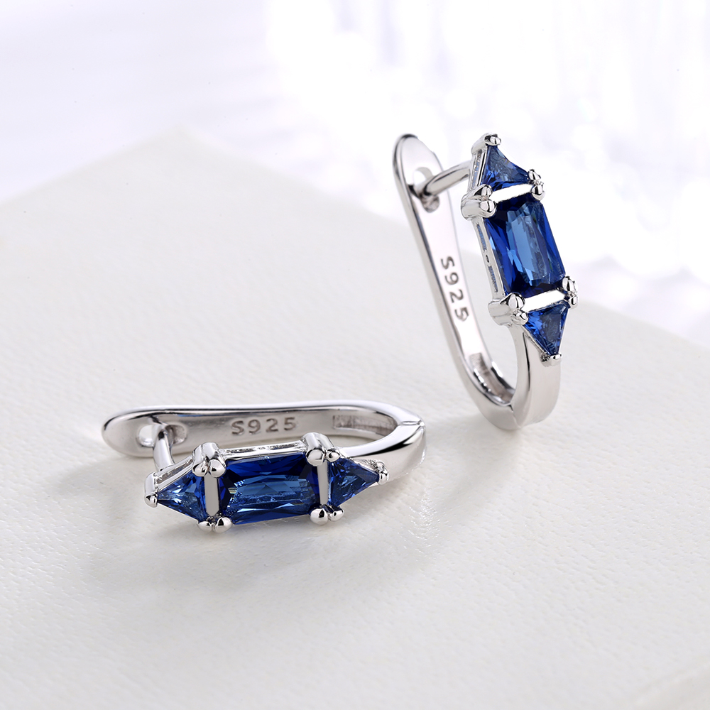 Sterling Silver Crystal Huggie Earrings - Gallery 6