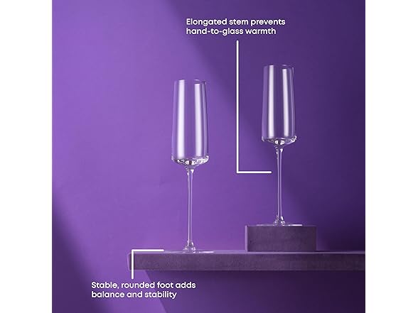 JoyJolt Sidney Stemmed Champagne Flutes Set of 4