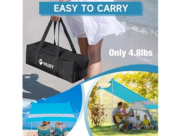 VILLEY Beach Tent Sun Shelter UPF50+ 5 Person