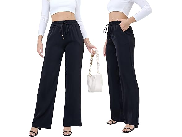 Heipeiwa Women (XS) Straight Wide Leg Satin Pants