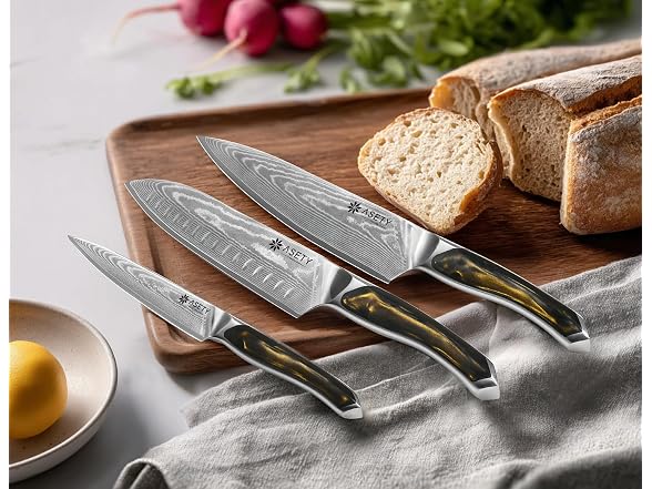 ASETY Damascus Knife Set Resin Handle