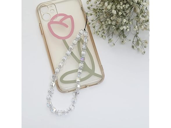 TUCAI White Crystal Beaded Phone Charms