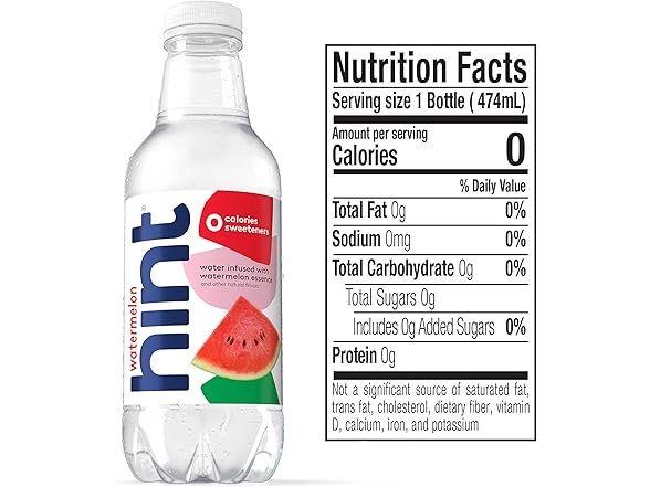 1CT Hint Water Watermelon Single Bottle, 16 oz.