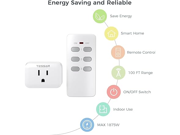 TESSAN Remote Controlled Outlet