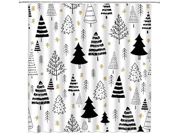 GCTNBJL Christmas Shower Curtain Black White