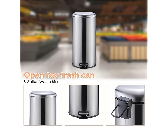 MOVECOM Stainless Steel Indoor Recycling Bin – 8 Gallon