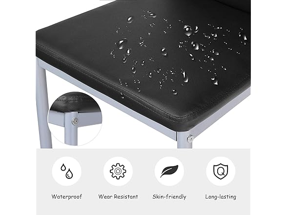 BANGTANE Set of 4 PU Leather Dining Side Chairs