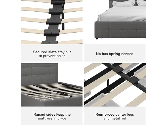 DHP Rose Upholstered Platform Bed with U