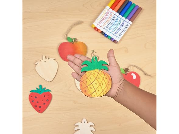 Colorations Decorate Your Own Wooden Fruit Shape Ornaments
