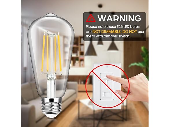 Sucolite 4-Pack Vintage E26 LED Edison Bulbs