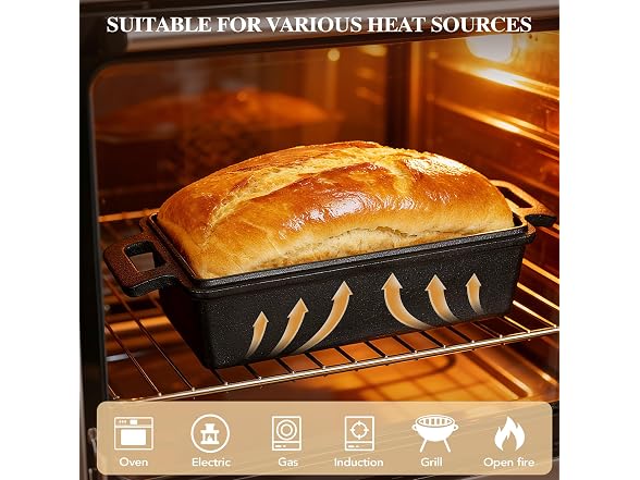 ROTTOGOON 2 in 1 Cast Iron Loaf Pan