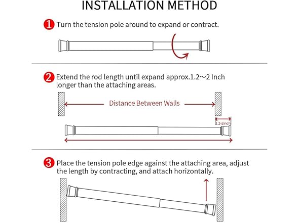 Black Spring Tension Curtain Rods 4-Pack