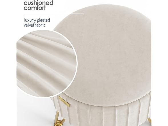 STORAGEBUD Round Ottoman with Storage