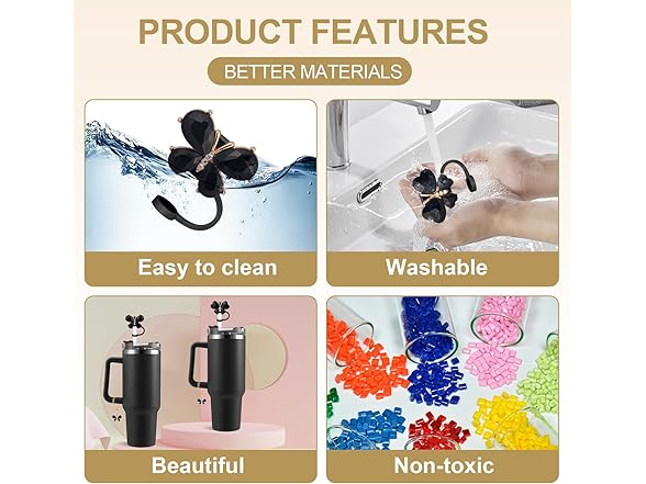 Bling Butterfly Silicone Straw Cover