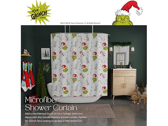 Franco Grinch Holiday Christmas Shower Curtain