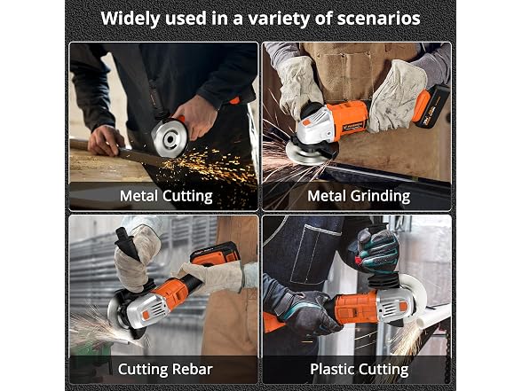 TILSWALL USPRAG01 Cordless Angle Grinder Kit Orange
