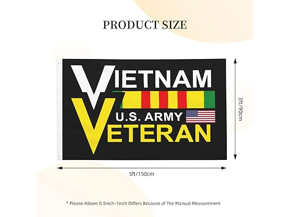 MUKASY Us Army Vietnam Veteran Flag Brass Gromet