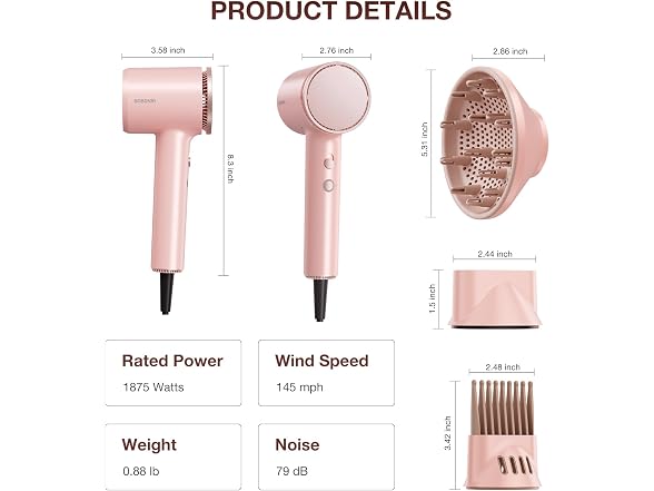 Hair Dryer, 110,000 RPM High-Speed