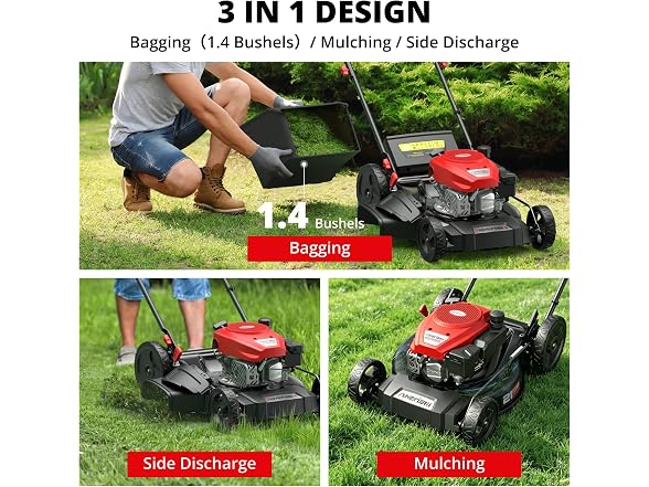 AMERISUN Gas Lawn Mower, 170cc OHV Engine