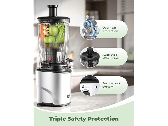 Cold Press Juicer Machine, 6.5" Wide Chute Masticating Juicer