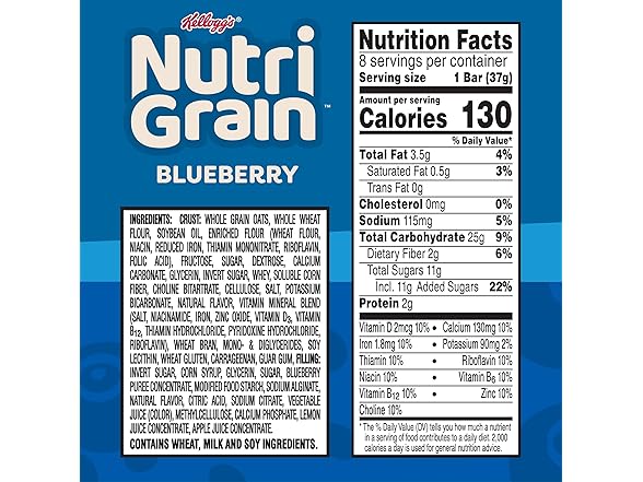 8CT Nutri-Grain Breakfast Bars, Blueberry