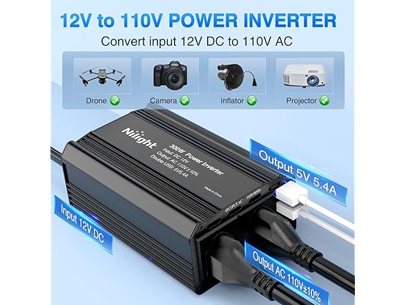 Nilight 300W Power Inverter 12V