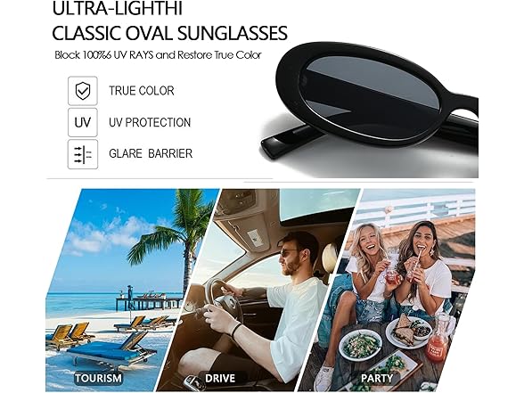 SUNBSR Retro Oval Sunglasses 2 Pack