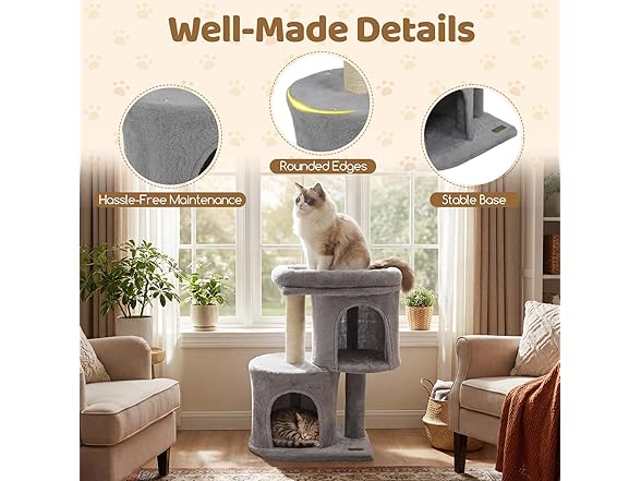DORTALA Cat Tree for Indoor Cats, 26-Inch Grey