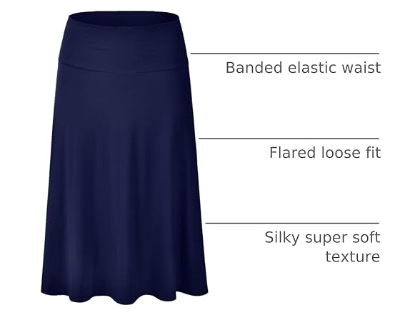 Eimin Women (XL) Lightweight Elastic Waist Skirt