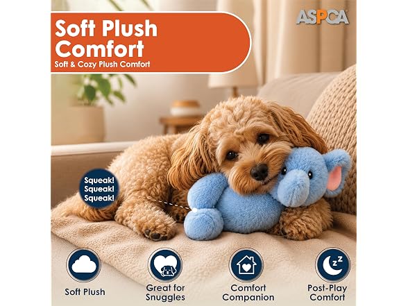 ASPCA Plush Squeaky Dog Toy, Elephant