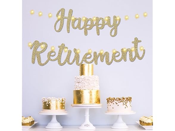 Gold Glitter Happy Retirement Banner