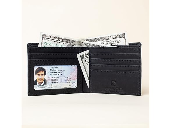 Real Leather Mens RFID Bifold Wallet