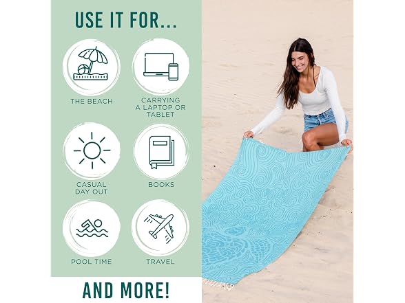 Sand Cloud Beach Towel Bag with Built-in Zipper Pocket