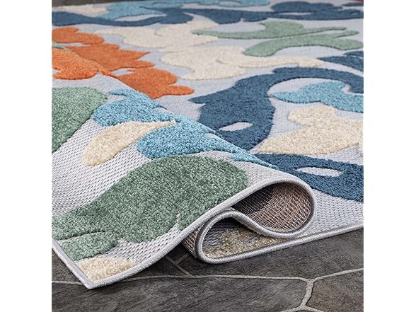 Superior Traditional Damask Indoor Outdoor Area Rug, Multicolor