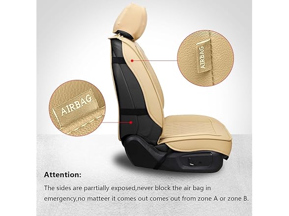 MIROZO Seat Covers Full Set Beige, Leath