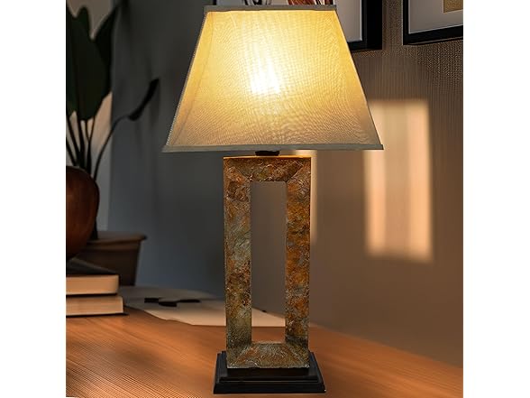 Open Rectangle Slate Table Lamp