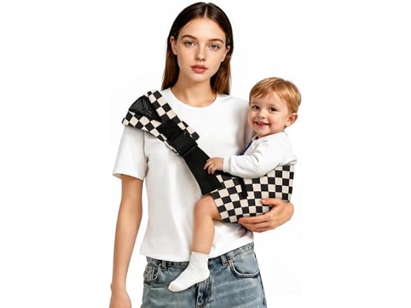 Jamyum Baby Sling Carrier Khaki Houndstooth