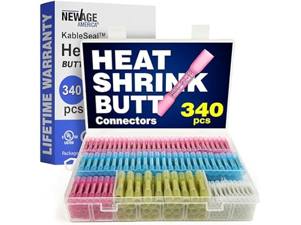 New Age America® 340pcs Heat Shrink Butt Connectors Kit