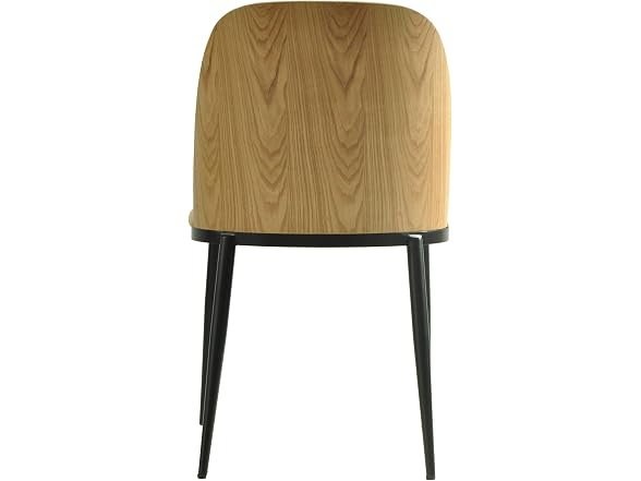LeisureMod TCNW18BG Tule Dining Chair Natural Wood/Beig
