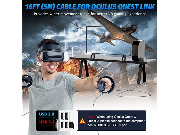 QIYO 16FT Link Cable for Oculus Quest 2