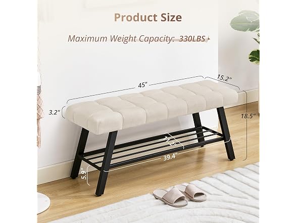 Lue Bona 45" Entryway Bench Linen Color