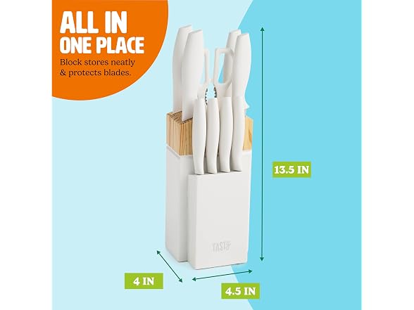 Tasty Kitchen Knife Set with Block White