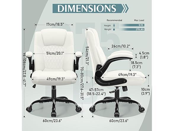 Leather Office Chair, PU Home Computer Desk Chairs with Ergo (Open Box)