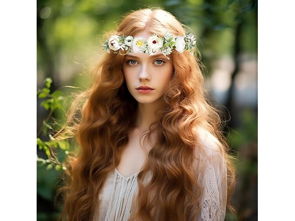 Vivivalue Flower Crown Headband White Floral