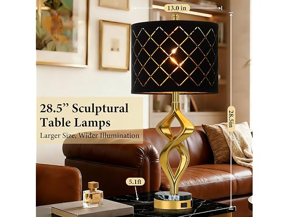 Modern Sculptural Living Room Table Lamps Set of 2