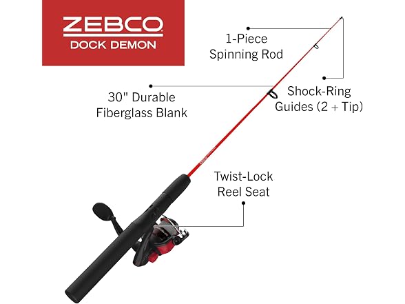 Zebco Dock Demon Spinning Reel and Fishing Rod Combo