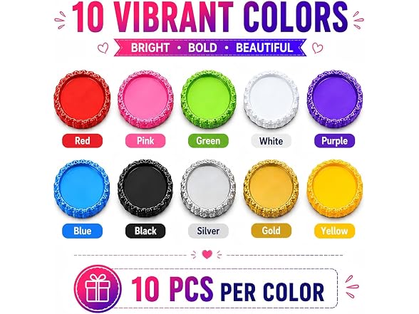 Btl Caps for Crafts 100 Pack Flat Crown Caps - Gallery 8