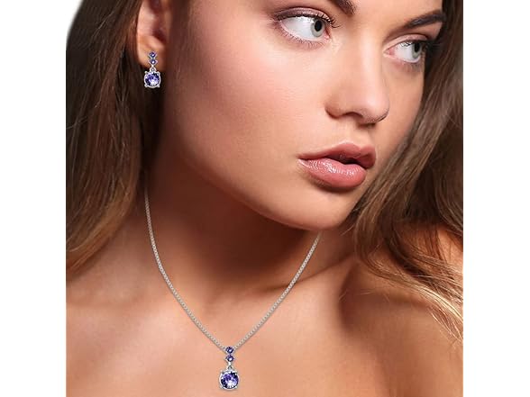 Nine West Women Purple Necklace Earrings Set - Gallery 5