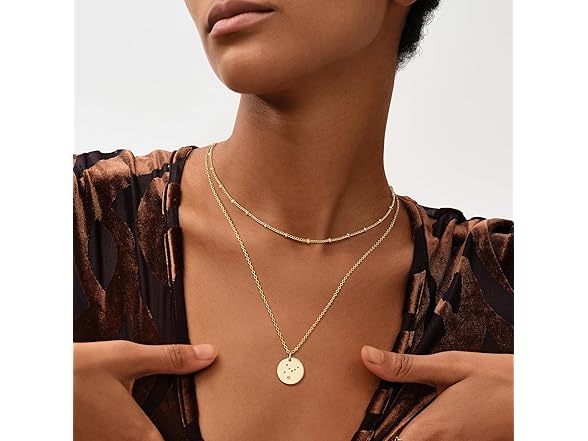 MEVECCO Gold Necklace Zodiac Aquarius